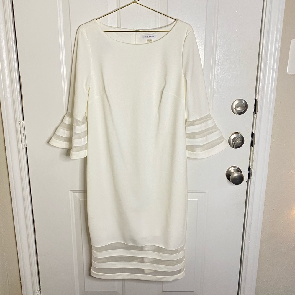 three-quarter sleeve sheer dress